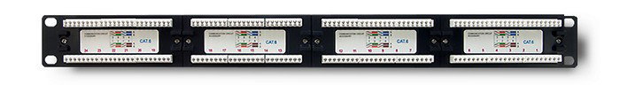 Qoltec 54475 Panel de parches 24 puertos Cat.5E UTP Negro