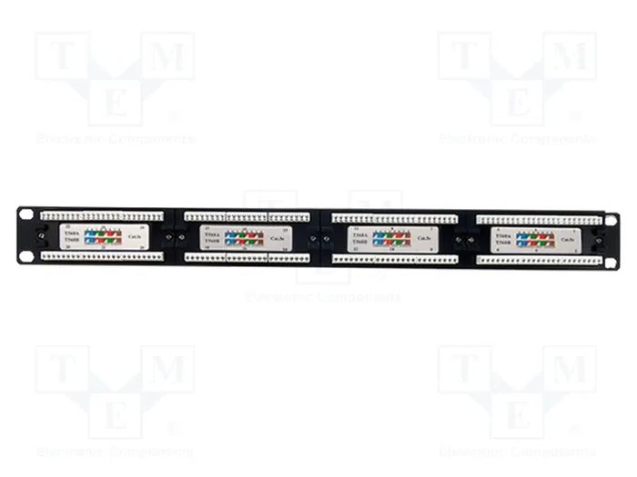 Qoltec 54475 Panel de parches 24 puertos Cat.5E UTP Negro