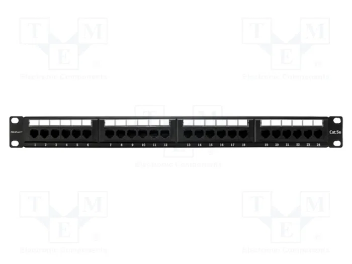 Qoltec 54475 Panel de parches 24 puertos Cat.5E UTP Negro