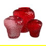 Jarrón Fresa Rojo Cristal Decoración 16 X 16 X 17 cm (Set de 2)