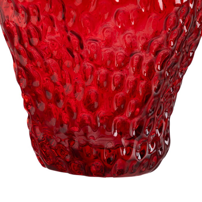 Jarrón Fresa Rojo Cristal Decoración 16 X 16 X 17 cm (Set de 2)