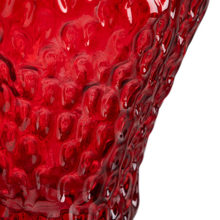 Jarrón Fresa Rojo Cristal Decoración 16 X 16 X 17 cm (Set de 2)