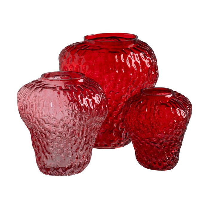 Ixia Jarrón Fresa Rojo Cristal Decoración 16 x 16 x 17 cm