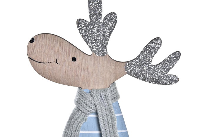 DKD Home Decor Figura Navidad Moderna Reno Azul Blanco 4.5 x 24 x 12 cm (12 Unidades)
