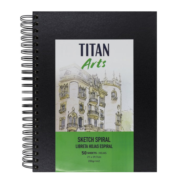 Titan Arts Libreta de Dibujo para Bocetos Espiral A4 50H 200gr