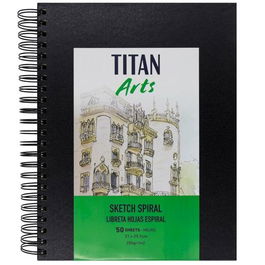 Titan Arts Libreta de Dibujo para Bocetos Espiral A4 50 Hojas 200 Gr