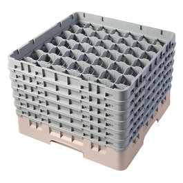 CAMBRO - 49S318-151 - Cesta de lavado 49 comp. 1 altura - 6 cm Ø máx. - alt. máx. 9,4 cm - 50 x 50 x 14,3 cm - Gris claro