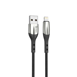 Qcharx Toronto Cable USB A a Lightning para Carga Rápida 3A, 1 Metro, Negro, Cabezal Metálico de Zinc, Anti-Nudos