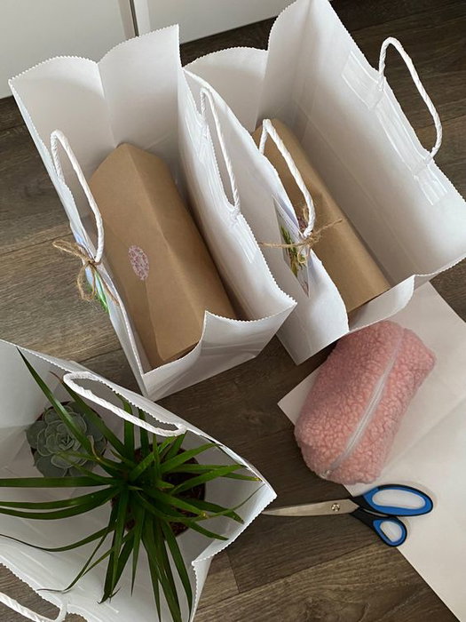 Algon Set de 3 Bolsas de Papel Blancas de 26 x 14 x 31 cm (24 Unidades)