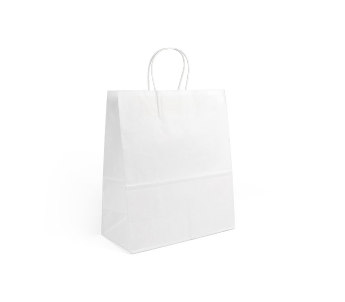 Algon Set de 3 Bolsas de Papel Blancas de 26 x 14 x 31 cm (24 Unidades)