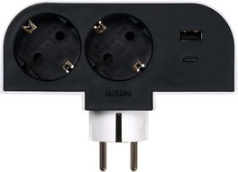 Simon Adaptador giratorio schuko 2 tomas + usb a+c 30 w 16 a 250 v~