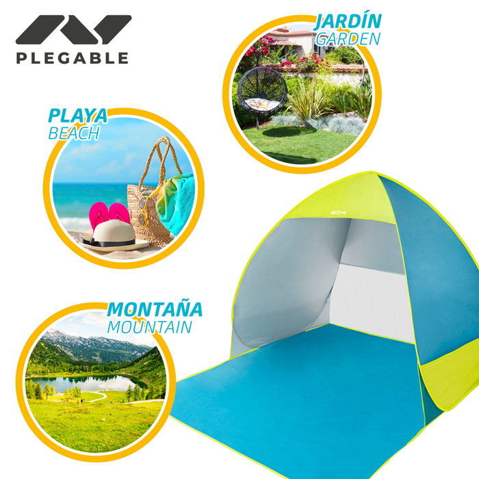 Aktive Beach Tienda de playa Pop Up azul y verde Aktive Beach Tienda de playa Pop Up azul y verde