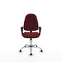 Silla de oficina Algarra con mecanismo Contacto permanente básico tapizada con Similpiel color Granate. Equipada con Base cromada, Brazos fijosy Topes