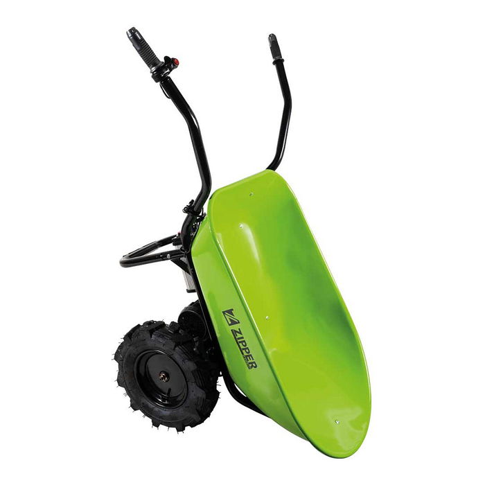 ZIPPER ZI-EWB260 Carro de Jardín Eléctrico, Motor 350W, Carga 260 kg, Volumen 100 L, 2 Ruedas Hinchables, Batería 40V/6Ah, Color Negro y Verde