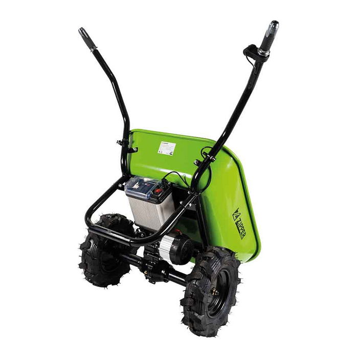ZIPPER ZI-EWB260 Carro de Jardín Eléctrico, Motor 350W, Carga 260 kg, Volumen 100 L, 2 Ruedas Hinchables, Batería 40V/6Ah, Color Negro y Verde