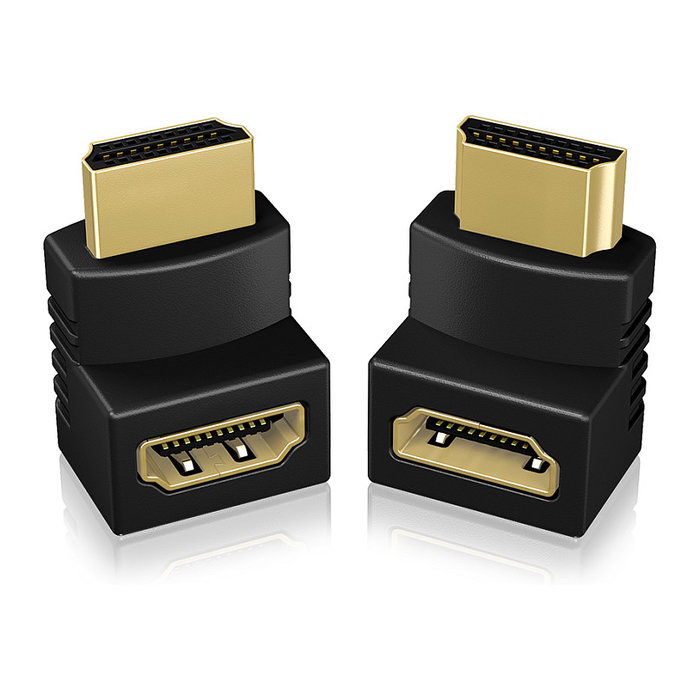 ICY BOX IB-CB009-1 Adaptador HDMI Macho a HDMI Hembra, 4K Ultra HD 3840 x 2160, Conectores Chapados en Oro, Negro