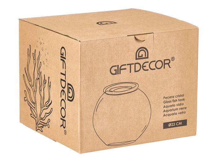 Giftdecor Pecera Cristal 23cm Transparente