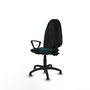 Silla de oficina Algarra con mecanismo Contacto permanente básico tapizada con Similpiel color Verde botella. Equipada con Base poliamida negra, Brazos fijosy Topes