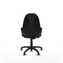 Silla de oficina Algarra con mecanismo Contacto permanente básico tapizada con Similpiel color Verde botella. Equipada con Base poliamida negra, Brazos fijosy Topes