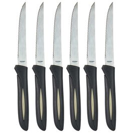 Cook Concept Juego de 6 Cuchillos Chuleteros para Cortar Carne con Hoja Dentada