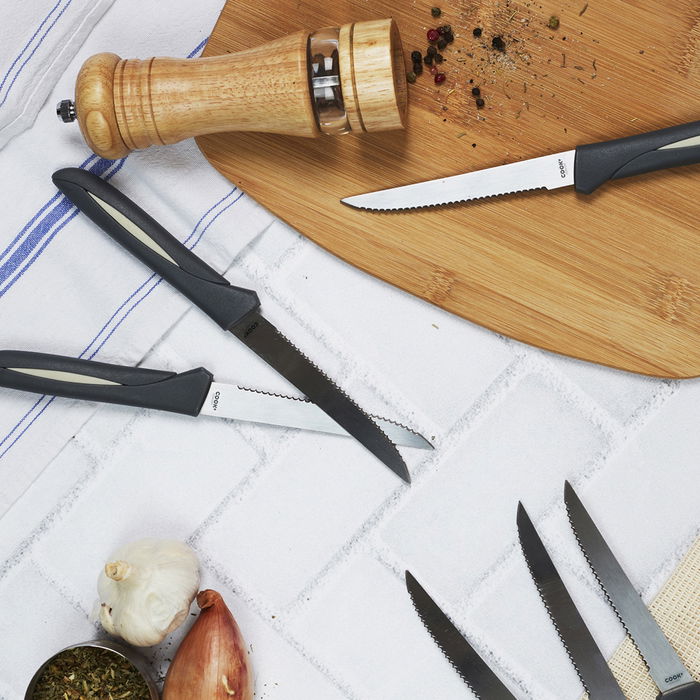 Cook Concept Juego de 6 Cuchillos Chuleteros para Cortar Carne con Hoja Dentada