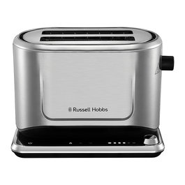 Russell Hobbs Toaster Attentiv 26210-56, 2 Rebanadas, Acero Satinado, Control por Nivel y Tocar, LED, Función Descongelar y Recalentar, Bandeja Extraíble