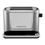 Russell Hobbs Toaster Attentiv 26210-56, 2 Rebanadas, Acero Satinado, Control por Nivel y Tocar, LED, Función Descongelar y Recalentar, Bandeja Extraíble