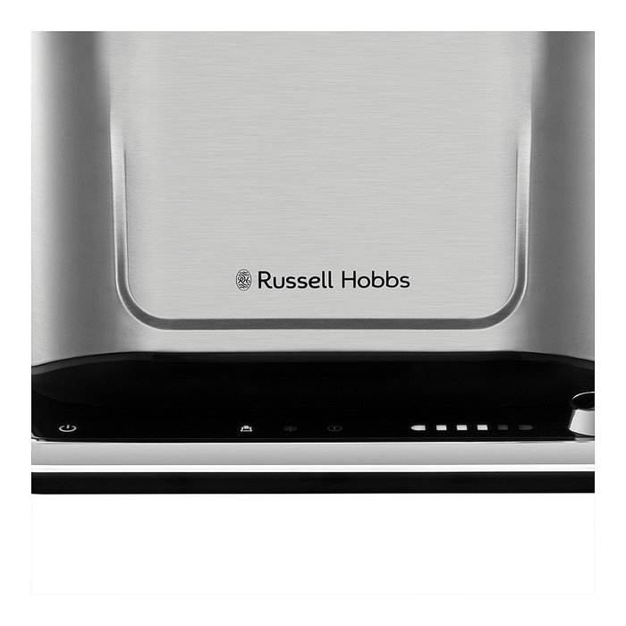 Russell Hobbs Toaster Attentiv 26210-56, 2 Rebanadas, Acero Satinado, Control por Nivel y Tocar, LED, Función Descongelar y Recalentar, Bandeja Extraíble