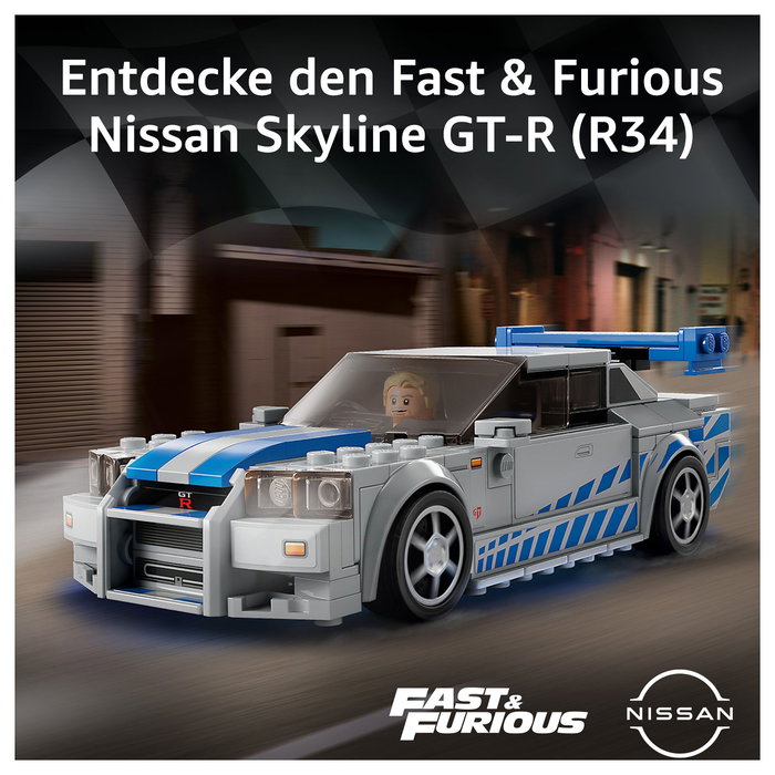 LEGO Speed Champions Nissan Skyline GT-R (R34) 2 Fast 2 Furious 76917, Juego de construcción 319 piezas