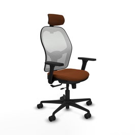 PIQUERAS Y CRESPO Silla de oficina Jorquera con mecanismo Sincro/Traslack, Marrón y Blanco