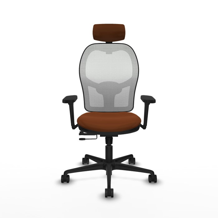 PIQUERAS Y CRESPO Silla de oficina Jorquera con mecanismo Sincro/Traslack, Marrón y Blanco