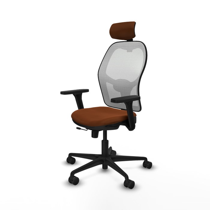 PIQUERAS Y CRESPO Silla de oficina Jorquera con mecanismo Sincro/Traslack, Marrón y Blanco