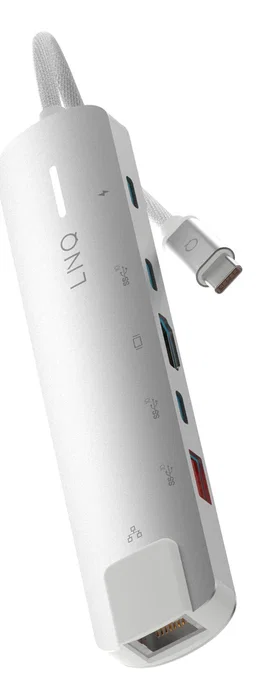 LINQ LQ49061 Hub/Docking USB-C 6 en 1 Pro (140W) - 1xHDMI 4K@60Hz, 1xUSB-C PD 140W, 1xUSB-A 10Gbps, 2xUSB-C 10Gbps, Ethernet 2.5Gbps - Color Gris/Blanco