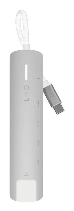 LINQ LQ49061 Hub/Docking USB-C 6 en 1 Pro (140W) - 1xHDMI 4K@60Hz, 1xUSB-C PD 140W, 1xUSB-A 10Gbps, 2xUSB-C 10Gbps, Ethernet 2.5Gbps - Color Gris/Blanco