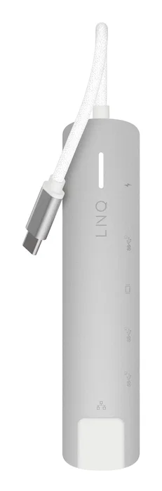 LINQ LQ49061 Hub/Docking USB-C 6 en 1 Pro (140W) - 1xHDMI 4K@60Hz, 1xUSB-C PD 140W, 1xUSB-A 10Gbps, 2xUSB-C 10Gbps, Ethernet 2.5Gbps - Color Gris/Blanco