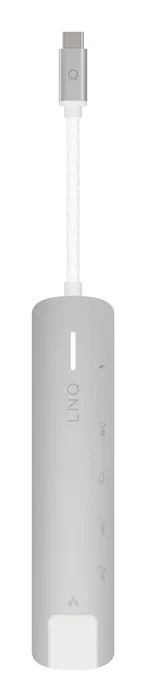LINQ LQ49061 Hub/Docking USB-C 6 en 1 Pro (140W) - 1xHDMI 4K@60Hz, 1xUSB-C PD 140W, 1xUSB-A 10Gbps, 2xUSB-C 10Gbps, Ethernet 2.5Gbps - Color Gris/Blanco