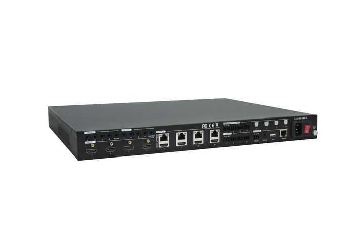 Vivolink VLHDMIMAT4X444-R Conmutador Matriz HDBaseT 4x4 con 4 Salidas HDMI + 4 HDBaseT, Audio SPDIF/L+R, 4K60Hz HDR, PoC 24V, Control RS232/IR/CEC/TCP/IP