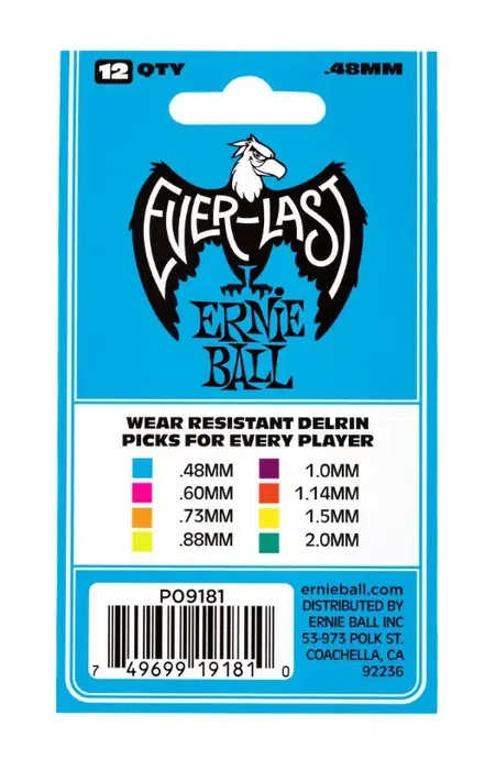 ERNIEBALL Bolsa de Púas Everlast Azul 0,48 mm - 12 unidades ERNIEBALL Bolsa de Púas Everlast Azul 0,48 mm - 12 unidades