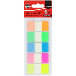 FIXO Banderitas Adhesivas Notes Popup Traslúcidas Colores Flúor 20x45 mm, Set de 24