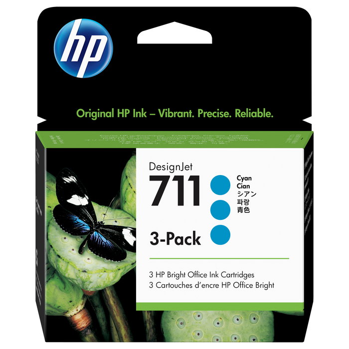 HP HP 711 Cian Pack de 3 (CZ134A) HP HP 711 Cian Pack de 3 (CZ134A)
