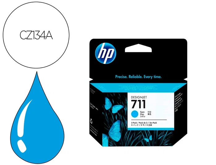 HP HP 711 Cian Pack de 3 (CZ134A) HP HP 711 Cian Pack de 3 (CZ134A)