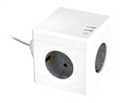 Q-connect Power Cube 6 en 1 - Regleta de enchufe múltiple con 3 tomas de corriente, 2 puertos USB, 1 puerto USB-C, cable 1.4m, 3680W, 250V, seguridad certificada CE ROHS