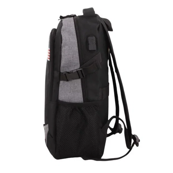 NASA Mochila BAG02 City Backpack para Portátil hasta 15.6", con Puerto USB, Correa Trolley, Material Oxford, Color Negro Gris