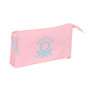 Safta Portatodo Escolar Benetton Basics Triple Rosa Pastel