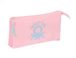 Safta Estuche Portatodo Triple Cremallera Colección Benetton Basic - Dimensiones 120x220x30 mm