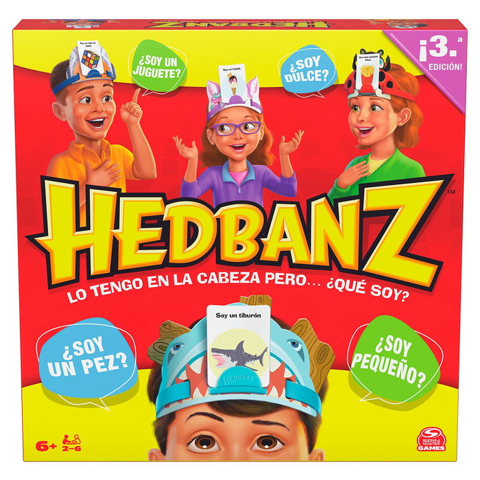 Spin Master Juego de Mesa Hedbanz - Multilingüe (Inglés, Francés, Alemán, Italiano, Portugués, Español) - +6 Años
