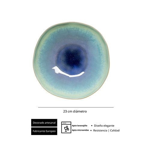 Summa Plato Pasta Hondo 23 cm, Vajilla de Gres, Color Turquesa Ocean Green (Set de 6)