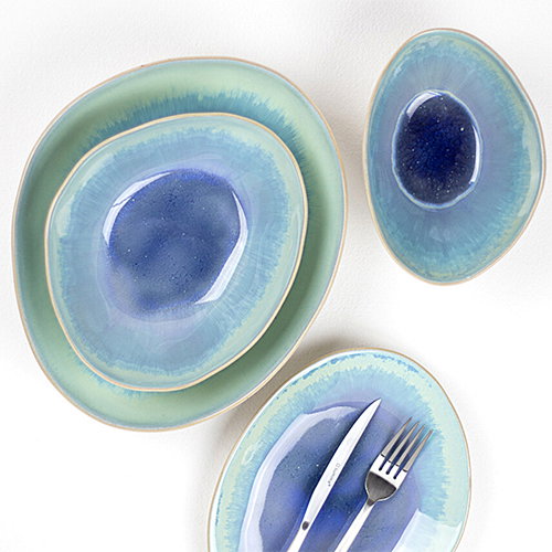 Summa Plato Pasta Hondo 23 cm, Vajilla de Gres, Color Turquesa Ocean Green (Set de 6)