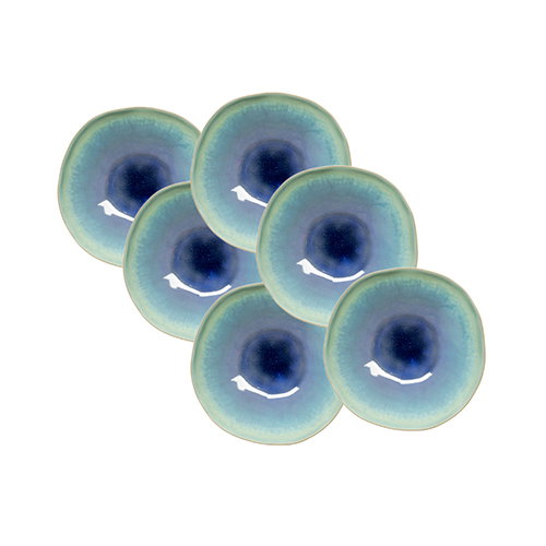 Summa Plato Pasta Hondo 23 cm, Vajilla de Gres, Color Turquesa Ocean Green (Set de 6)