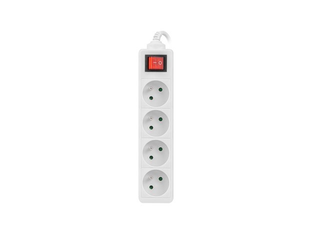 Lanberg Regleta con 4 tomas PL, interruptor y cable de 1.5m, blanca